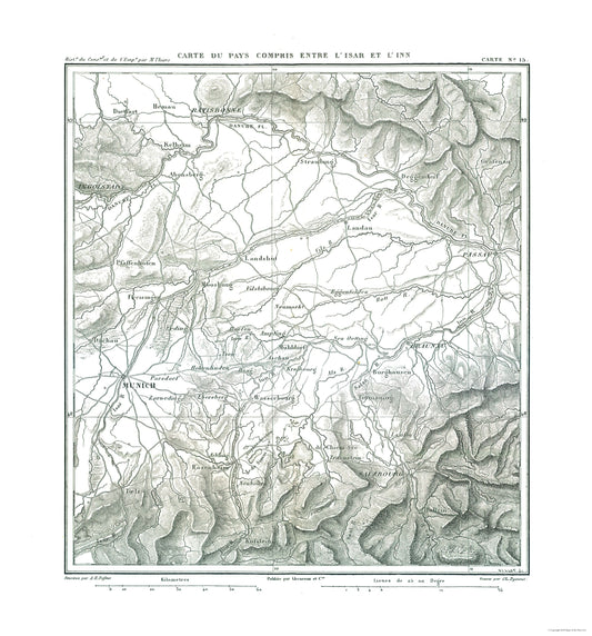 Historic Map - Germany South - Thiers 1866 - 23 x 24.69 - Vintage Wall Art