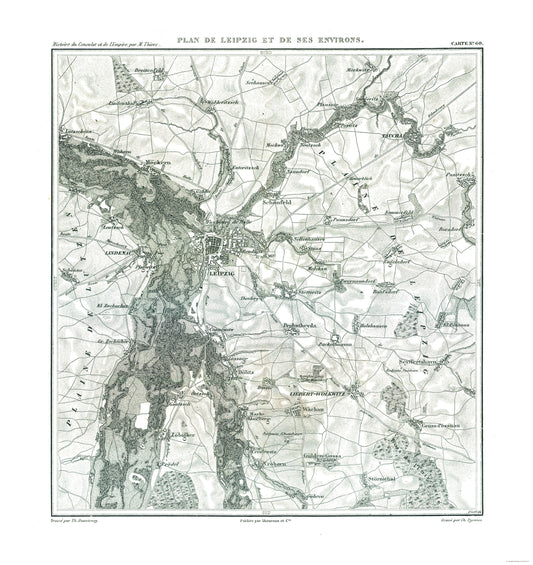 Historic Map - Leipzig Germany - Thiers 1866 - 23 x 24.40 - Vintage Wall Art