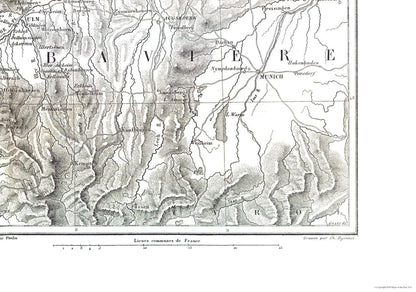 Historic Map - Swabia Germany - Thiers 1866 - 32.79 x 23 - Vintage Wall Art