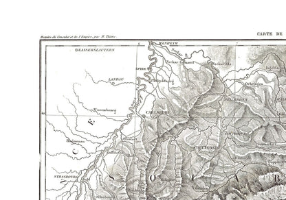 Historic Map - Swabia Germany - Thiers 1866 - 32.79 x 23 - Vintage Wall Art