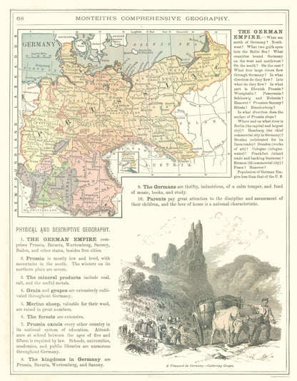 Historic Map - Germany - Monteith 1882 - 23 x 29.52 - Vintage Wall Art