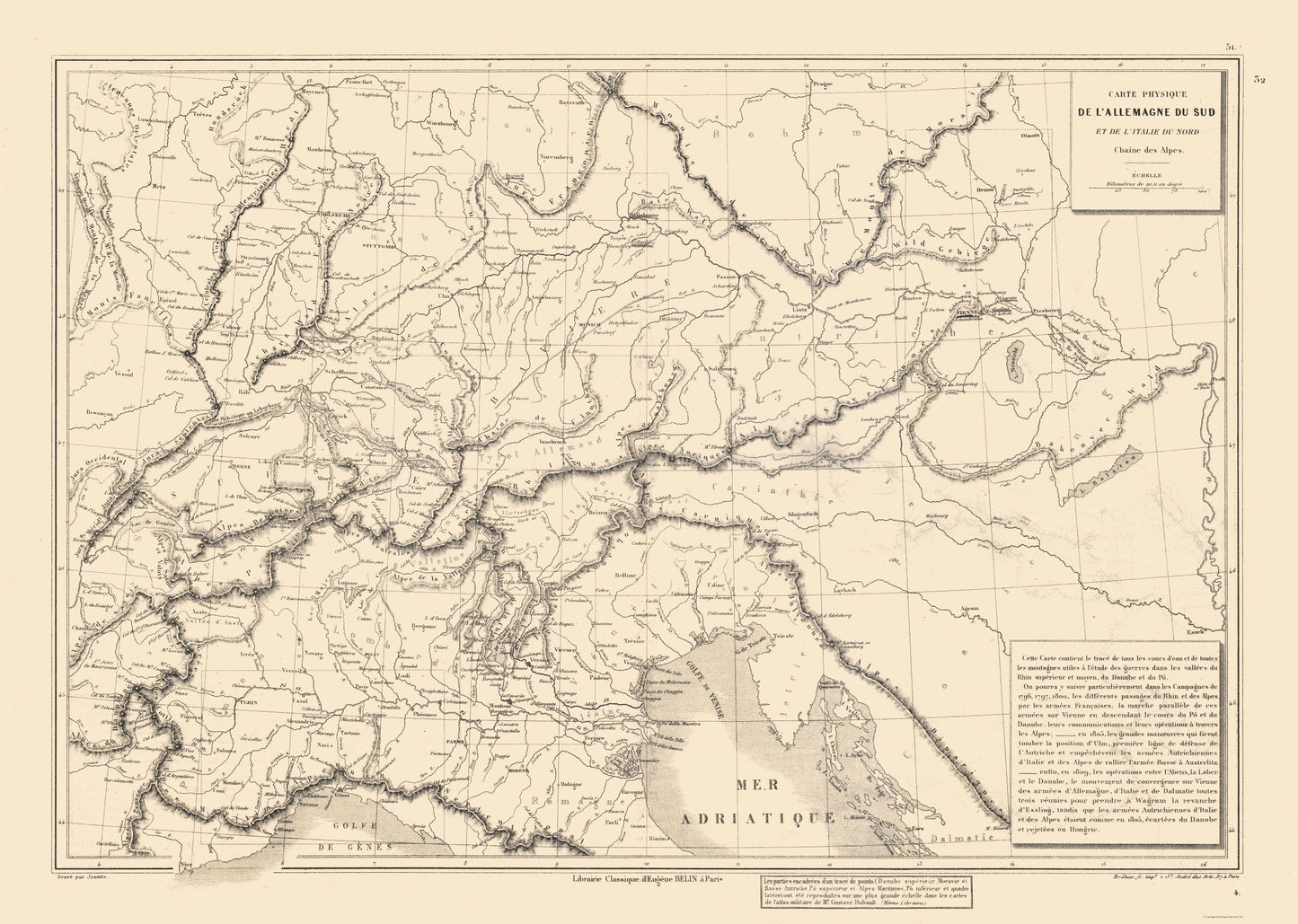 Historic Map - Germany South Italy North - Drioux 1882 - 32.30 x 23 - Vintage Wall Art