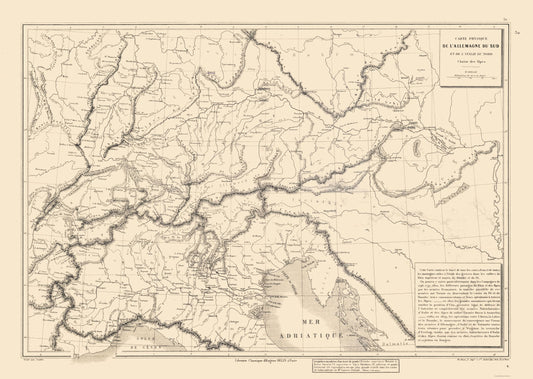 Historic Map - Germany South Italy North - Drioux 1882 - 32.30 x 23 - Vintage Wall Art