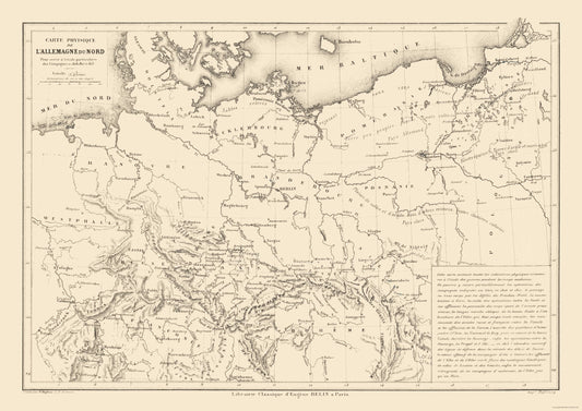 Historic Map - Germany North Physical - Drioux 1882 - 32.48 x 23 - Vintage Wall Art