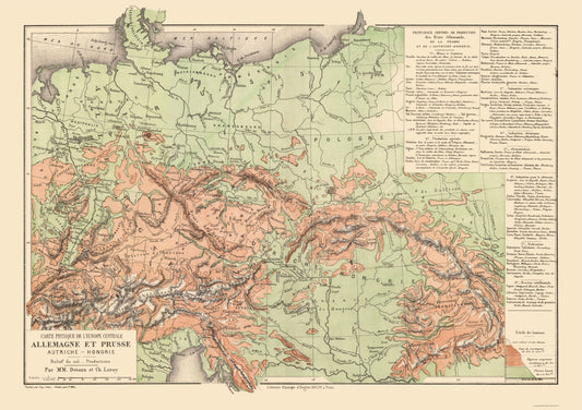 Historic Map - Prussia Germany - Drioux 1882 - 32.59 x 23 - Vintage Wall Art