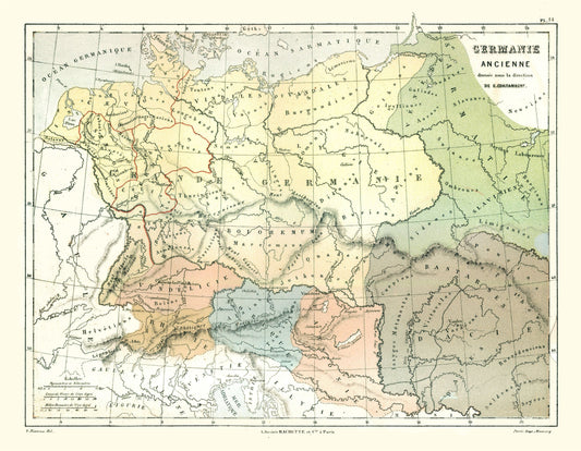 Historic Map - Germany Ancient - Cortambert 1880 - 29.63 x 23 - Vintage Wall Art