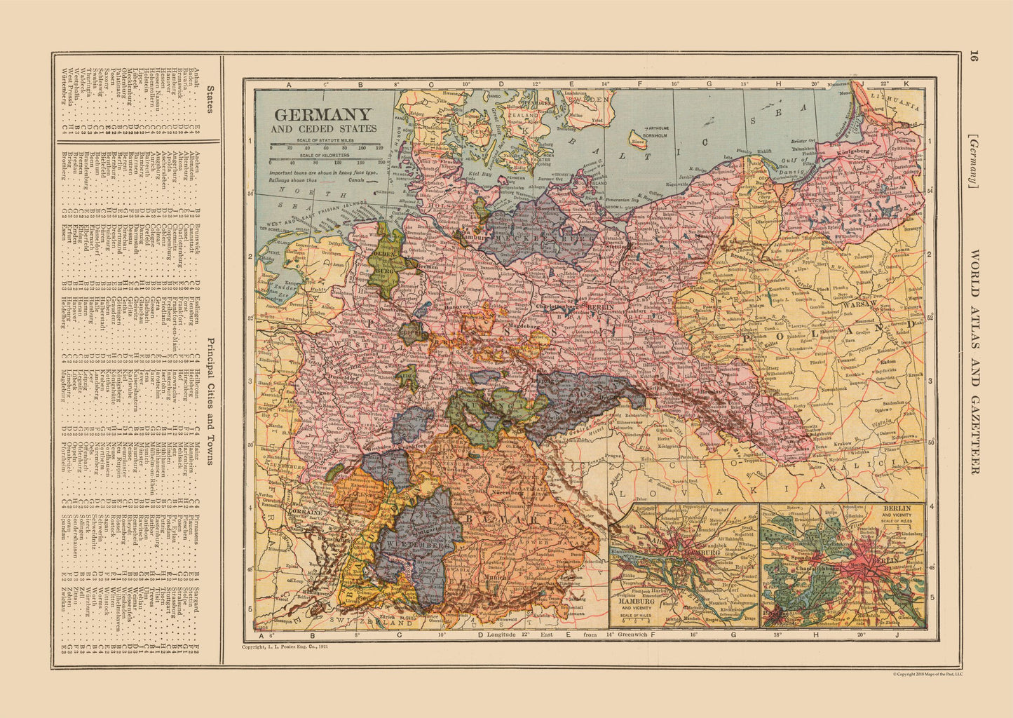 Historic Map - Germany - Reynold 1921 - 32.47 x 23 - Vintage Wall Art