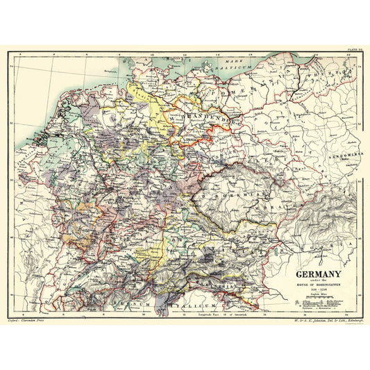 Historic Map - Hohenstaufen 1138 to 1254  - Poole 1902 - 30.36 x 23 - Vintage Wall Art