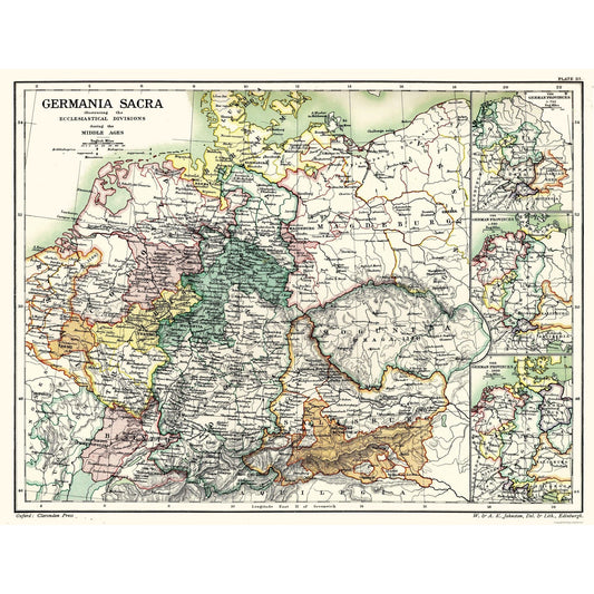 Historic Map - Germany Religion - Poole 1902 - 29.98 x 23 - Vintage Wall Art