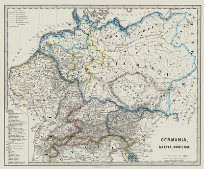 Historic Map - Germany Ancient - Spruner 1865 - 27.65 x 23 - Vintage Wall Art