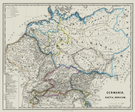 Historic Map - Germany Ancient - Spruner 1865 - 27.65 x 23 - Vintage Wall Art