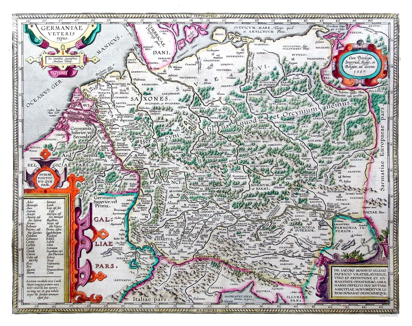 Historic Map - Germany Ancient - Ortelius 1587 - 29.10 x 23 - Vintage Wall Art