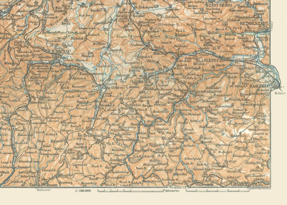 Historic Map - Germany Central - Baedeker 1914 - 32.26 x 23 - Vintage Wall Art