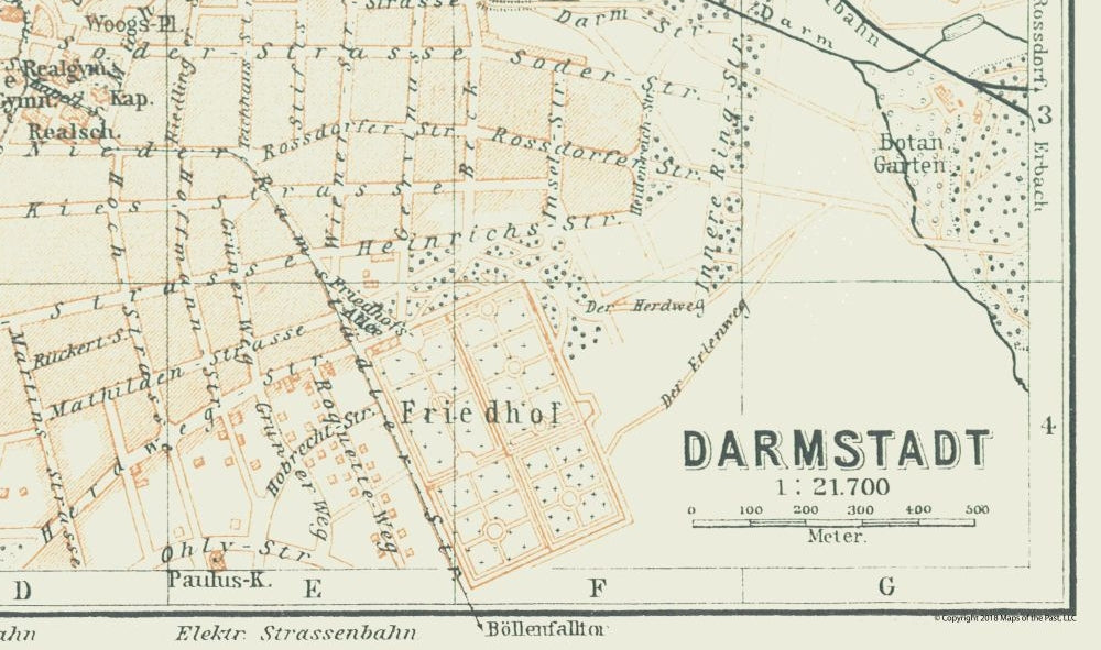 Historic Map - Darmstadt Germany - Baedeker 1914 - 38.92 x 23 - Vintage Wall Art