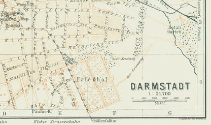 Historic Map - Darmstadt Germany - Baedeker 1914 - 38.92 x 23 - Vintage Wall Art