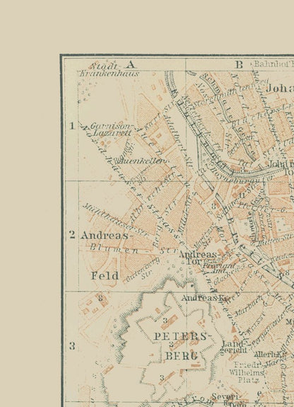 Historic Map - Erfurt Germany - Baedeker 1914 - 23 x 31.74 - Vintage Wall Art