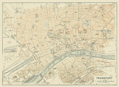 Historic Map - Frankfurt Germany - Baedeker 1914 - 31.40 x 23 - Vintage Wall Art