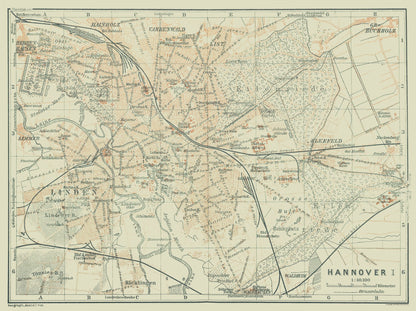 Historic Map - Hannover Germany - Baedeker 1914 - 30.78 x 23 - Vintage Wall Art