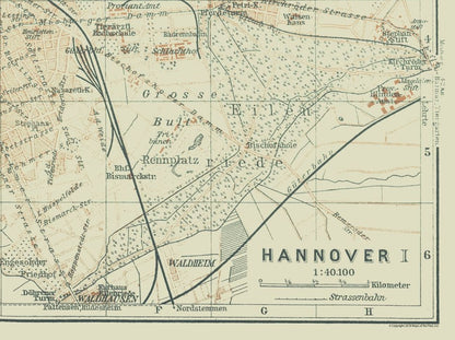 Historic Map - Hannover Germany - Baedeker 1914 - 30.78 x 23 - Vintage Wall Art