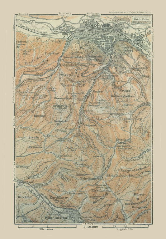 Historic Map - Germany Central - Baedeker 1914 - 23 x 32.96 - Vintage Wall Art