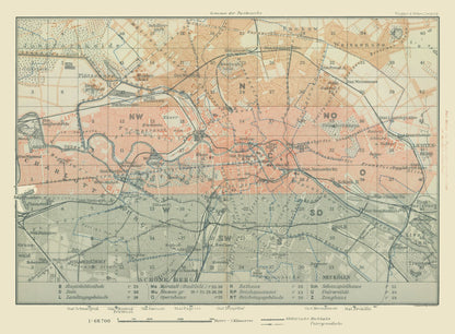 Historic Map - Berlin Germany Vicinity- Baedeker 1914 - 31.27 x 23 - Vintage Wall Art