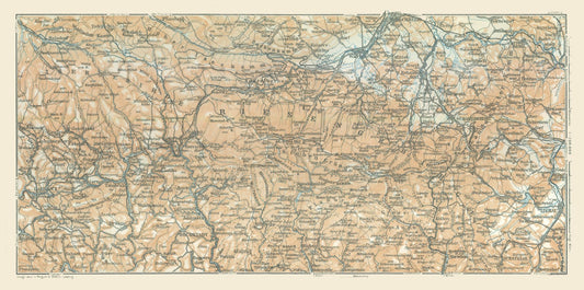 Historic Map - Isergebirge Riesengebirge Germany - Baedeker 1914 - 46.34 x 23 - Vintage Wall Art