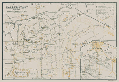 Historic Map - Halberstadt Germany - Baedeker 1914 - 33.50 x 23 - Vintage Wall Art