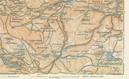 Historic Map - Harzburg Wernigerode Germany - Baedeker 1914 - 37.18 x 23 - Vintage Wall Art