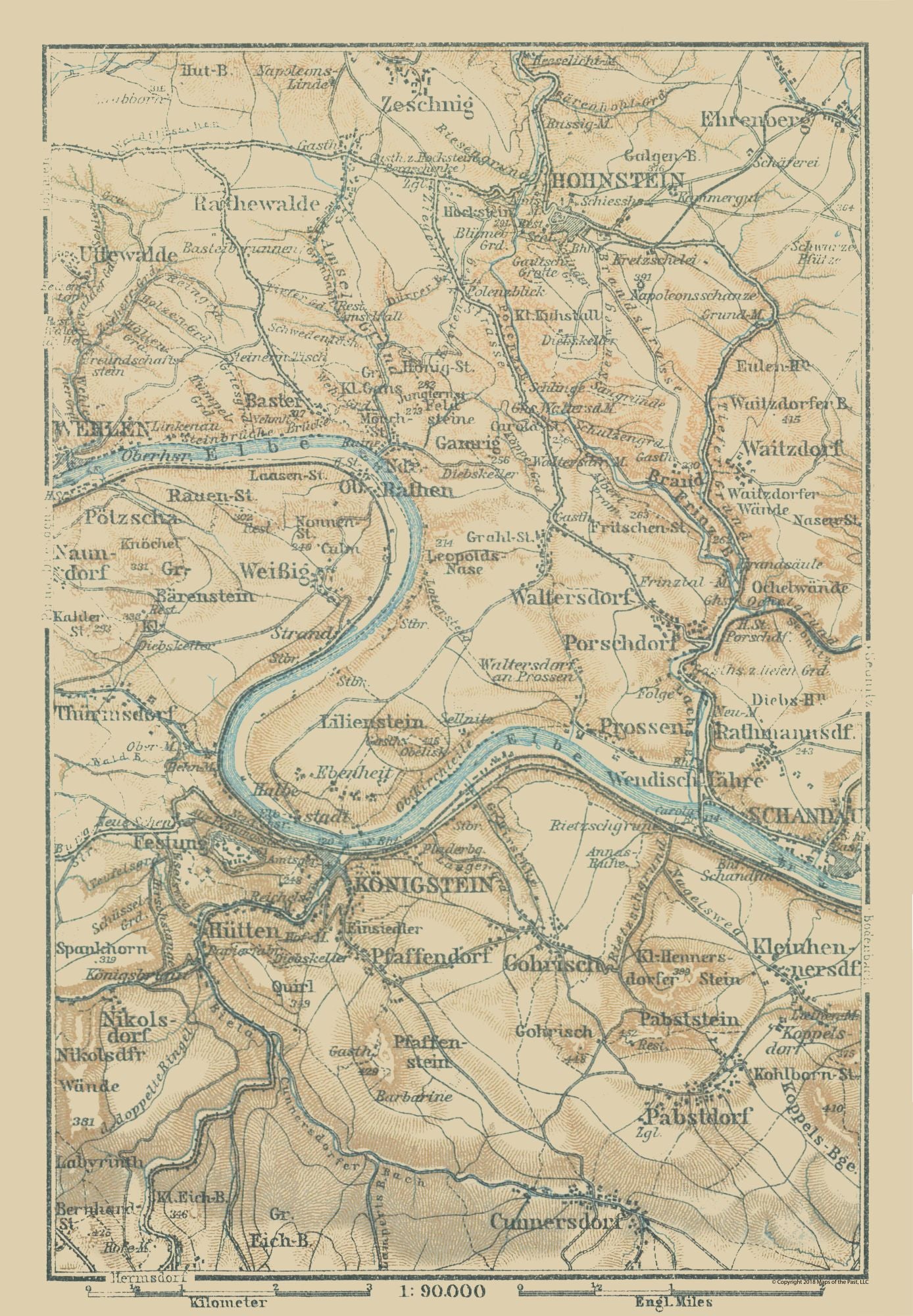 Historic Map - Germany Eastern - Baedeker 1914 - 23 x 33.13 - Vintage Wall Art