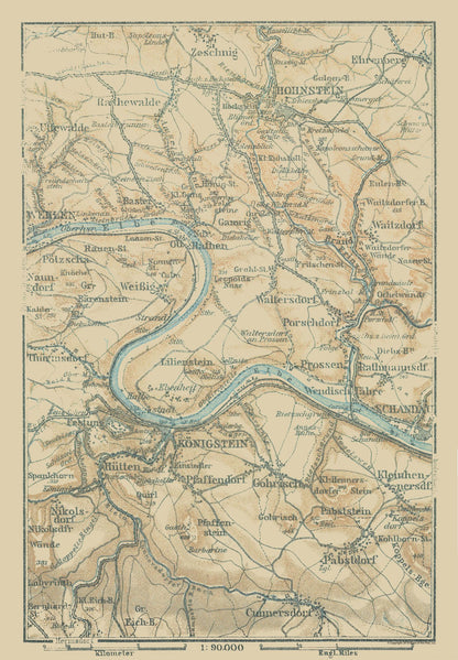 Historic Map - Germany Eastern - Baedeker 1914 - 23 x 33.13 - Vintage Wall Art