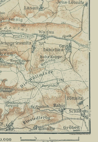 Historic Map - Jena Germany - Baedeker 1914 - 23 x 33.35 - Vintage Wall Art