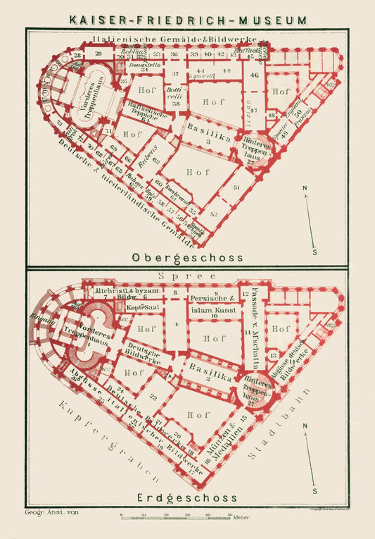 Historic Map - Bode Museum Berlin Germany - Baedeker 1914 - 23 x 33.02 - Vintage Wall Art