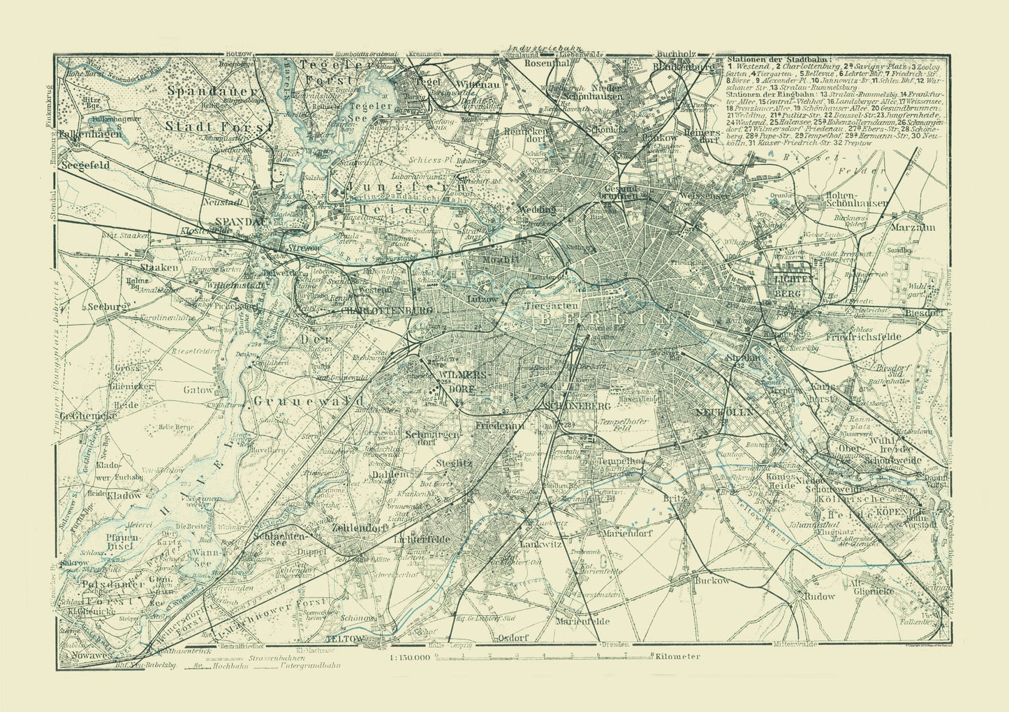 Historic Map - Berlin Germany - Baedeker 1914 - 32.59 x 23 - Vintage Wall Art