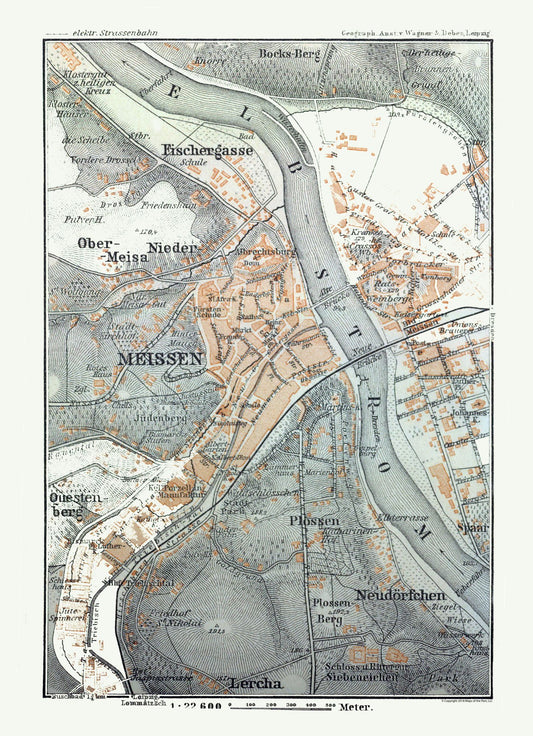 Historic Map - Saxony Germany - Baedeker 1914 - 23 x 31.76 - Vintage Wall Art