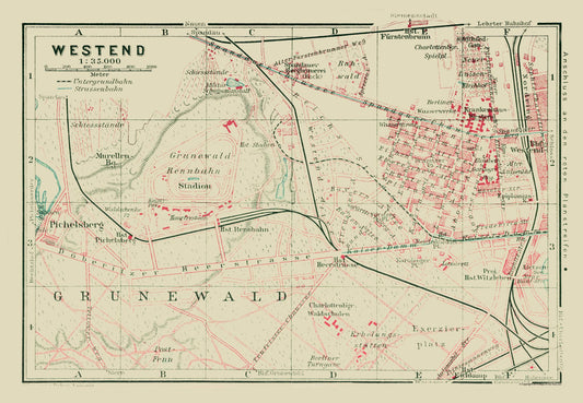 Historic Map - Westend Berlin Germany - Baedeker 1914 - 33.21 x 23 - Vintage Wall Art