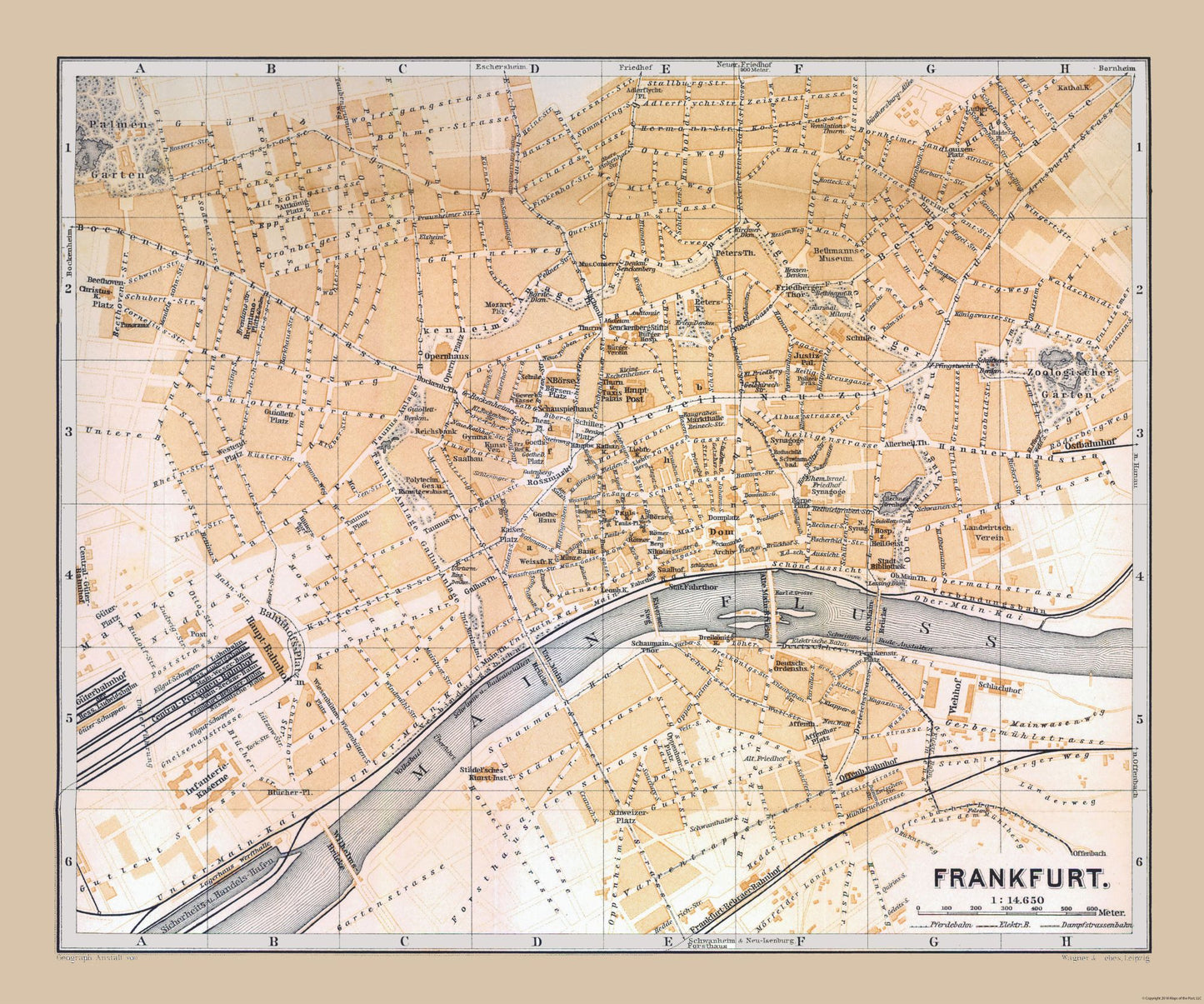 Historic Map - Frankfurt Germany - Baedeker 1896 - 27.58 x 23 - Vintage Wall Art