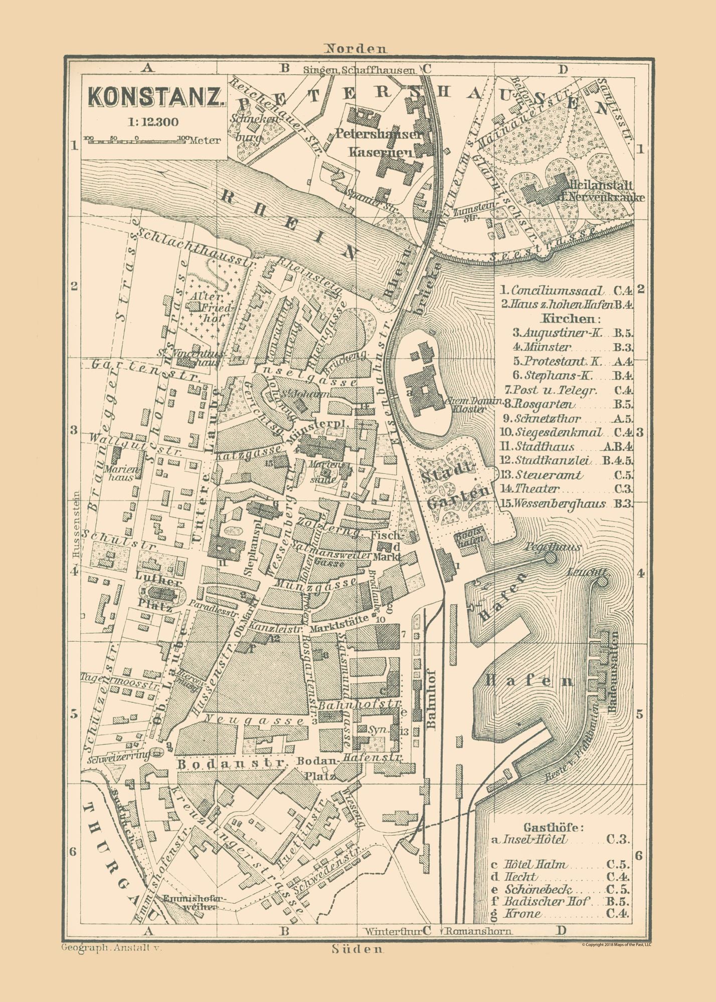 Historic Map - Konstanz Germany - Baedeker 1896 - 23 x 32.20 - Vintage Wall Art