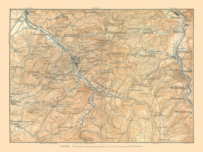 Historic Map - Lichtentbal Germany - Baedeker 1896 - 30.67 x 23 - Vintage Wall Art