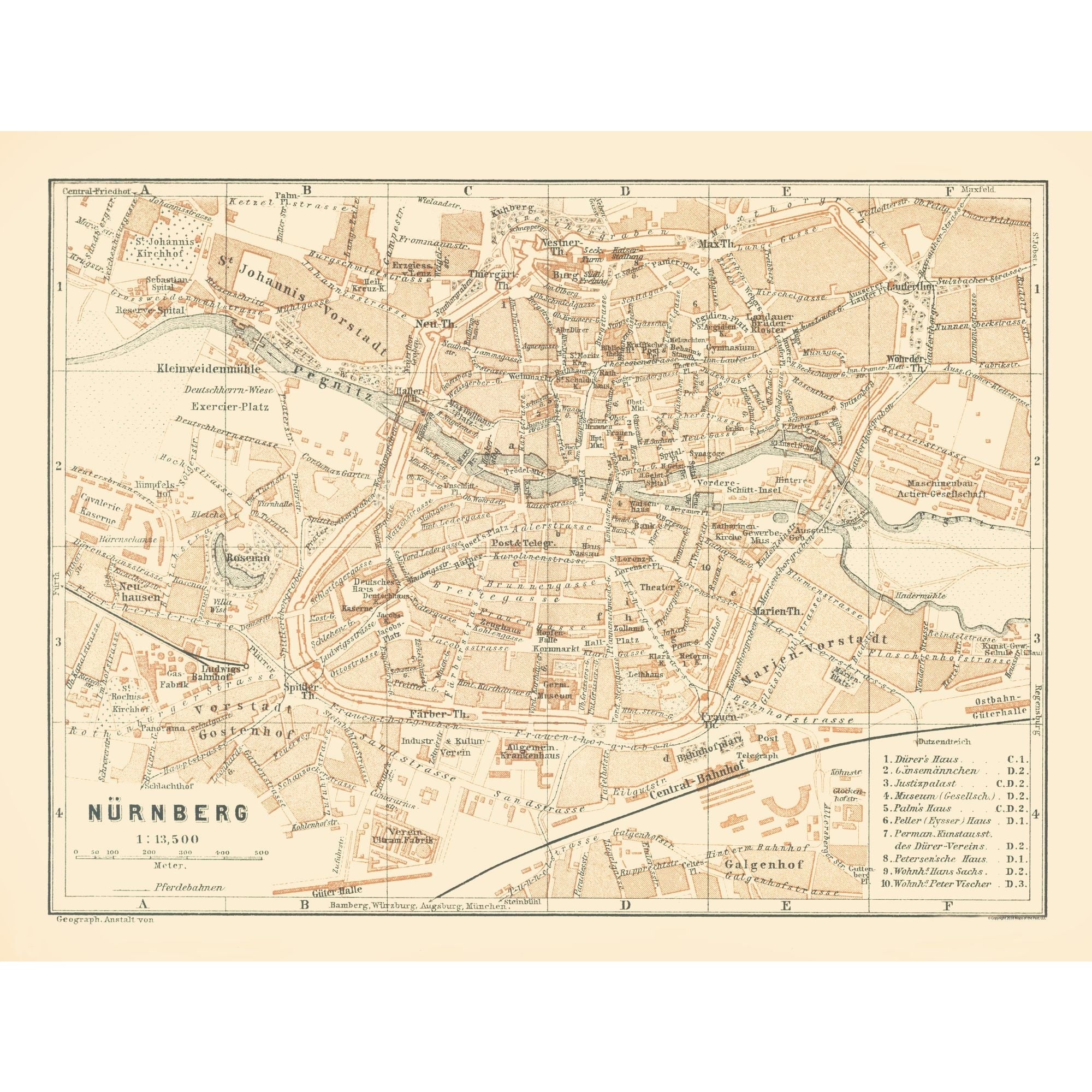 Neuremberg Map Historic Map - Nuremberg Germany - Baedeker 1896 - 30.25 x 23 - Vintag ...