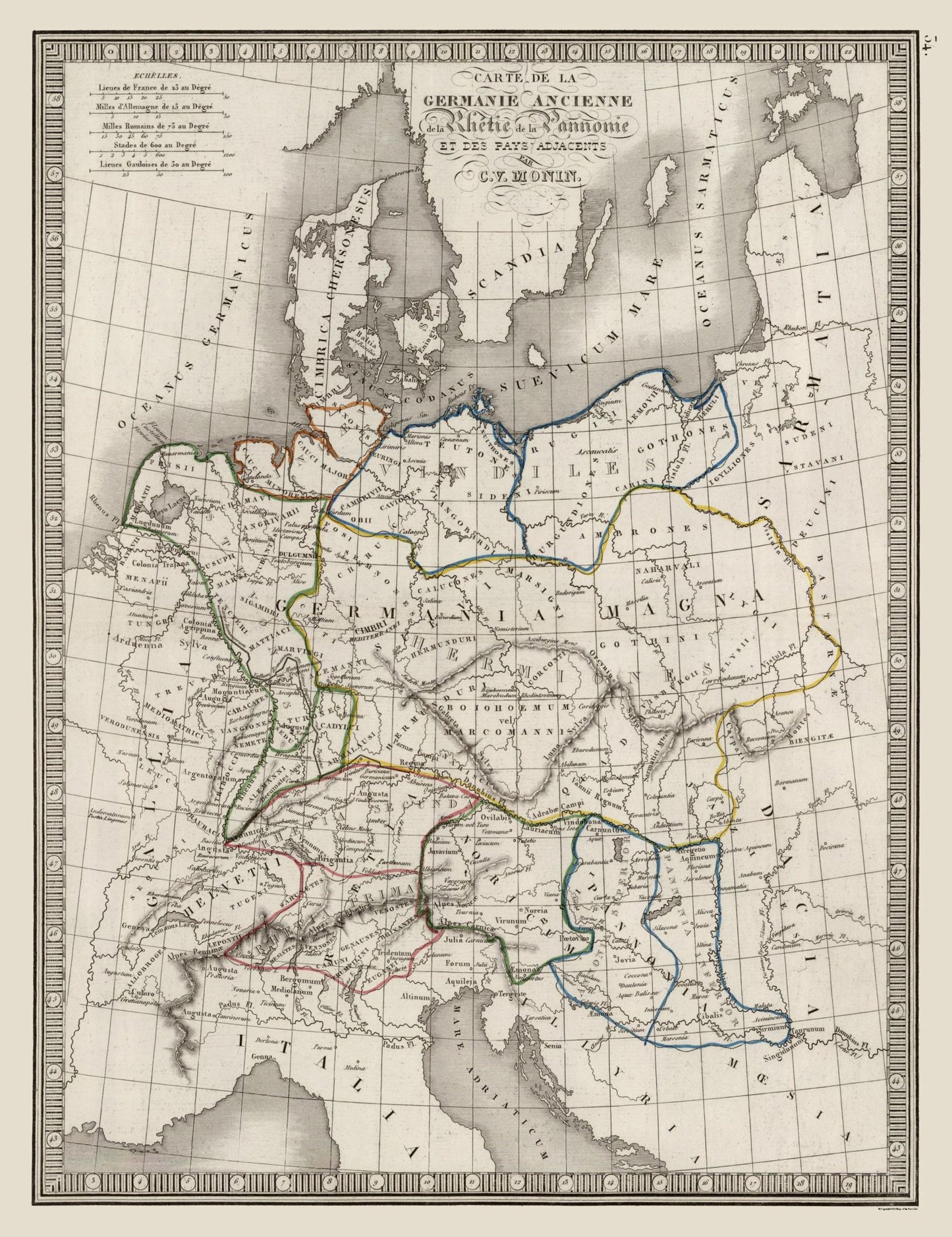 Historic Map - Germany Ancient - Monin 1839 - 23 x 29.87 - Vintage Wall Art