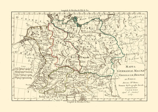 Historic Map - Ancient Germany - Santini 1794 - 32.43 x 23 - Vintage Wall Art