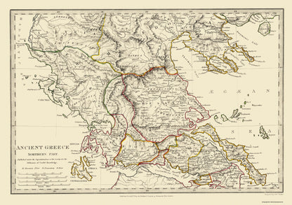 Historic Map - Ancient Greece Northern - Chapman 1829 - 32.63 x 23 - Vintage Wall Art