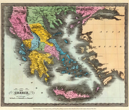 Historic Map - Greece - Colton 1856 - 27 x 23 - Vintage Wall Art