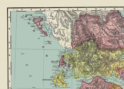 Historic Map - Greece - Rand McNally 1897 - 33 x 23 - Vintage Wall Art