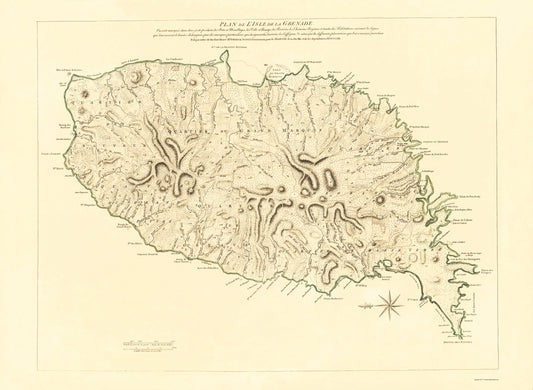 Historic Map - Grenada - Jefferys 1763 - 23 x 31 - Vintage Wall Art