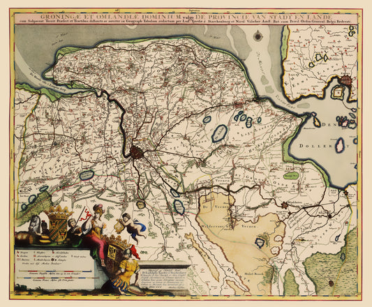 Historic Map - Groningen Vicinity Netherlands - Visscher 1681 - 23 x 27.89 - Vintage Wall Art