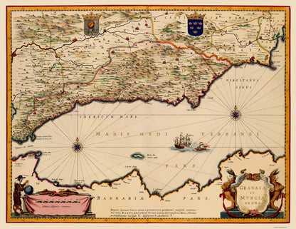 Historic Map - Granada Murcia Spain - Blaeu 1635 - 23 x 29.76 - Vintage Wall Art