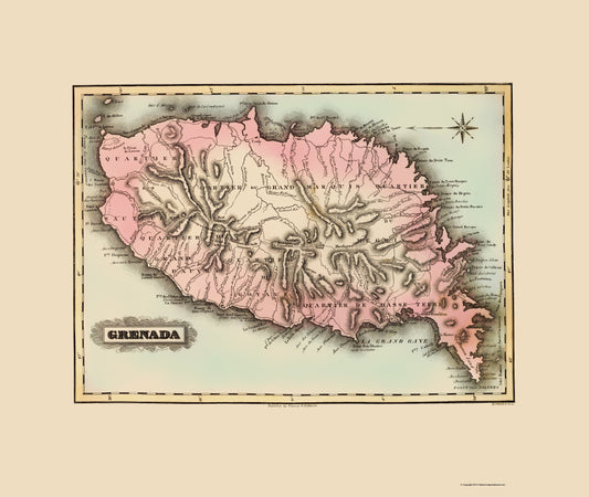 Historic Map - Grenada - Lucas 1823 - 23 x 27.24 - Vintage Wall Art