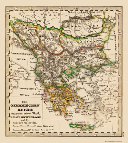 Historic Map - Greece Turkey - Stieler 1852 - 23 x 25.67 - Vintage Wall Art