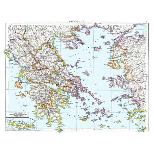 Historic Map - Greece - Droysen 1886 - 29.60 x 23 - Vintage Wall Art